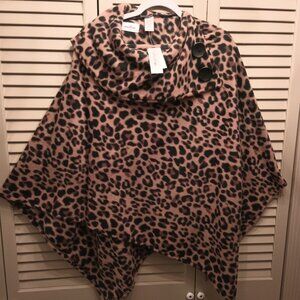 Cheetah print Cape Wrap Poncho Bottom Collar OS by LeMode.